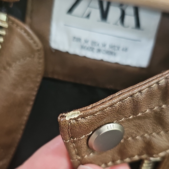 Zara Men's Tan Leather Jacket - Picture 4 of 8